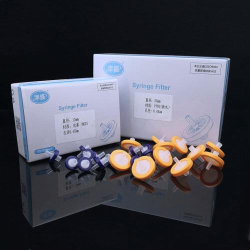 100pcs/lot Lab13mm 25mm Millipore Membrane Disposable needle Filter with PES/Nylon/PTFE/MCE/Fiberglass Material for Experiment