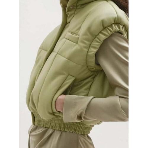 Autumn Winter Sleeveless Waistcoat Vest Women Turtleneck Singlebreasted Pocket Jacket Vest Fashion Slim Fit Warm Green Coat Vest