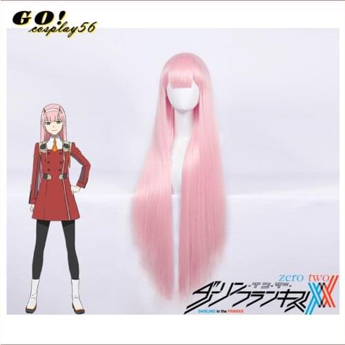 Anime DARLING in the FRANXX Strelizia 02 ZERO TWO Cosplay Wig Pink Synthetic Hair Comic Con