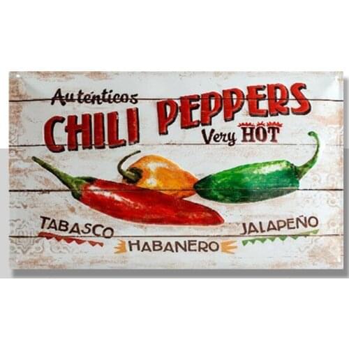 Metal Tin Sign chili peppers very hot Home Vintage Retro Poster Cafe ART