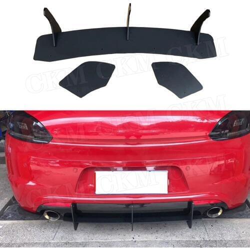 Rear Bumper Lip diffuser Fins Shark Style Trim Covers for Volkswagen VW Scirocco R 2009-2017 ABS Spoiler Car Styling