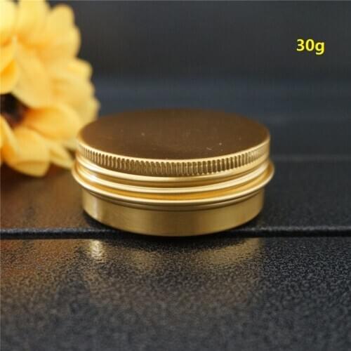 30g 52*21mm Gold Empty Round Aluminum Box Metal Tin Cans DIY Refillable 30ml Cream Portable Jar Tea Aluminum Pot Containers