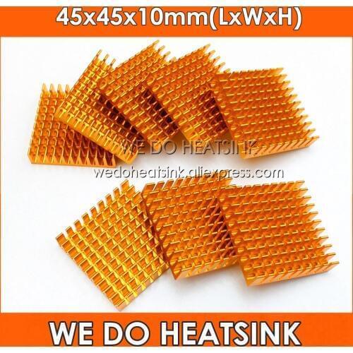 WE DO HEATSINK Gold 45x45x10mm Aluminum Heat Sink Radiator Cooler For AMD, CPU, IC Transistor, PCB