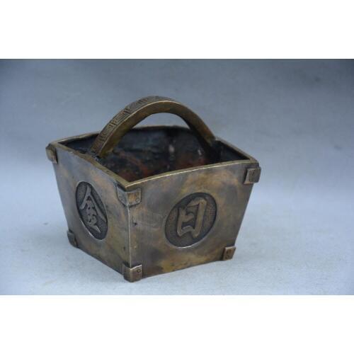 Rare old Ming Dynasty copper Basket statue,Earn a lot of money every day ,Decoration,Free shipping
