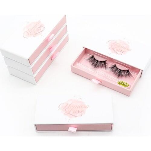 Baby Pink Drawer Eyelash Package Wholesale 25mm Long Mink Eyelashes Custom Lashbox Packaging Case Free Plastic Tray Girl Makeup
