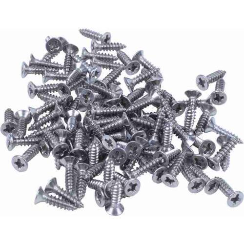 100x Stainless Steel Flat Head Phillips Self-Tapping Screw 12xm Silver