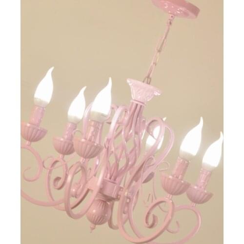 Modern classic Iron lamp blue white pink E14 candle light LED chandelier lighting fixture for living room bedroom dining room