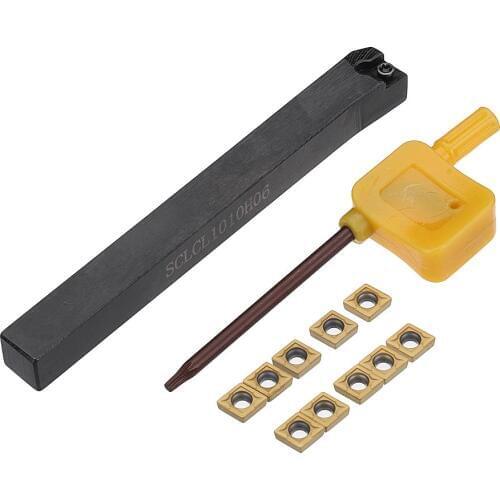 SCLCL1010H06 Turning Tool Holder Lathe Tool With 10pcs CCMT0602 Carbide Insert Wrench For Lathe Turning Tool