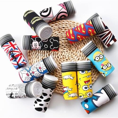 10 Pcs/lot Mens Underpants Cartoon Print Men Boxer Hombre Comfortable Underpants Middle Waist Soft Breathable Male Panties Boxer