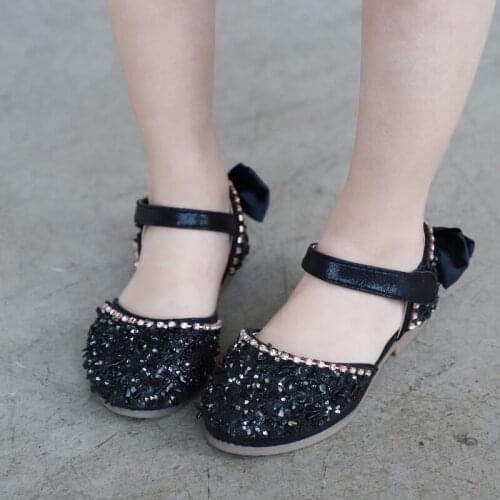 Children Shoes For Toddlers Girls Big Girl Flats Princess Sweet Party Dress Performing Shoes Chic Bow-knot Dancing Shoes 21-36