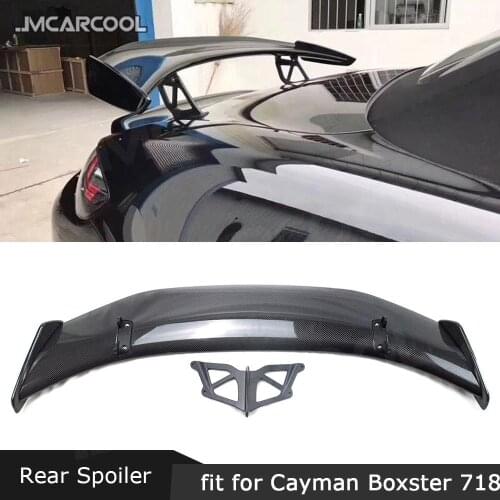 Carbon Fiber Rear Trunk lip Spoiler wings Case For Porsche Cayman 981 986 987 718 GT4 GT 2016 2017 2018 2019 Auto Car Decoration