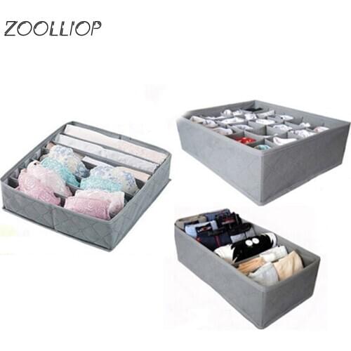 Underwear Bra Organizer Storage Box 2 Colors Drawer Closet Multi Size For Underwear Scarf Socks Bra tie Fabric organizer box