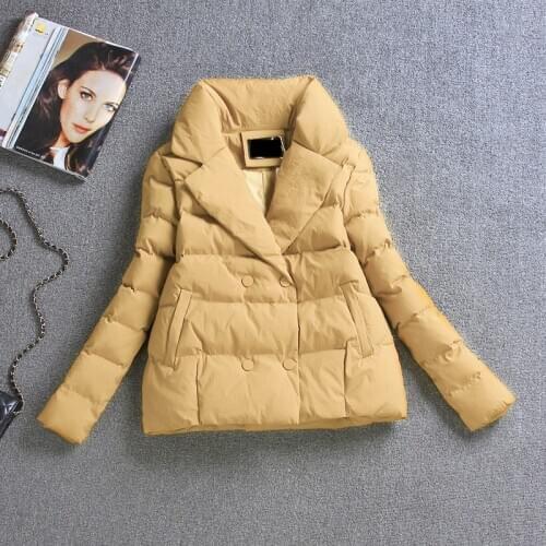 Winter New Women Short Jacket Korean Double Breasted Thick Warm Cotton Padded Coat Slim Parkas Ladies Plus Size Clothing H953