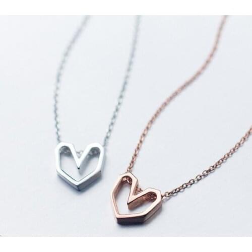 Womens 100% Real. 925 Sterling Silver Jewelry Open Heart Love Pendants Necklace 9MM charms GTLX1393