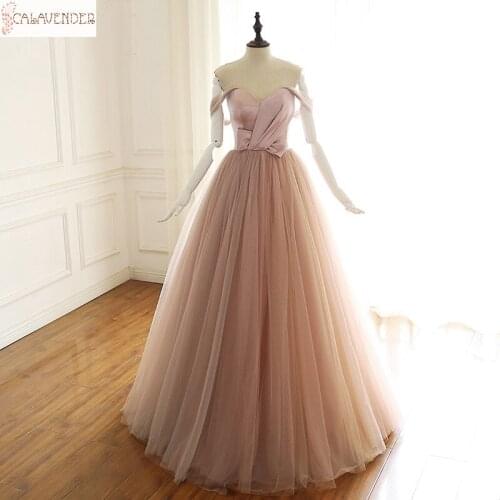 Off-shoulder Tulle Satin Top Blush Wedding Dress Ball Gown Lace Up Back Simple Bridal Dress Custom Made vestido blanco