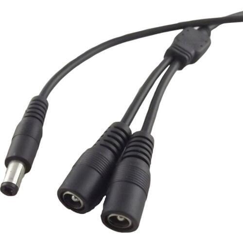 10x CCTV DC Power Plug 5.5 x 2.5mm 1 Male To 2 Female Jack Y Splitter Adapter Connector Cable 30cm