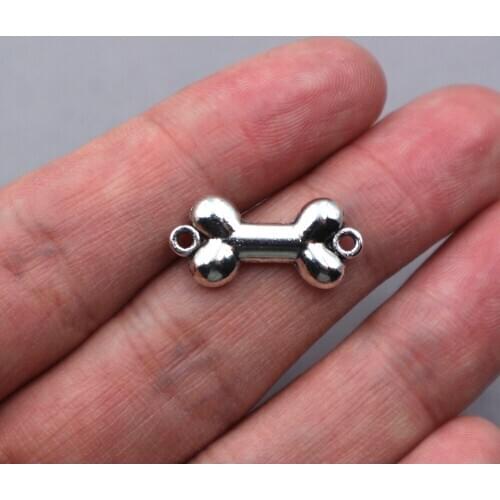 14Pcs antique Silver Plated dog bone connector Pendants for Jewelry Accessories Making Bracelet Findings DIY