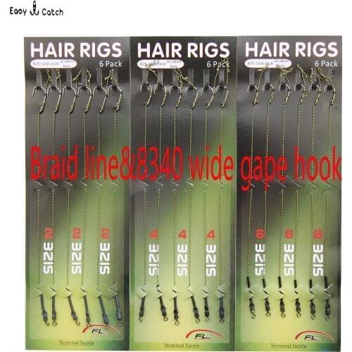 18pieces=3packs/lot Fishing hooks for carp fishing lures sabiki Rigs Camouflage Braid Line Wide Gape Fishing tackle size 2 4 6