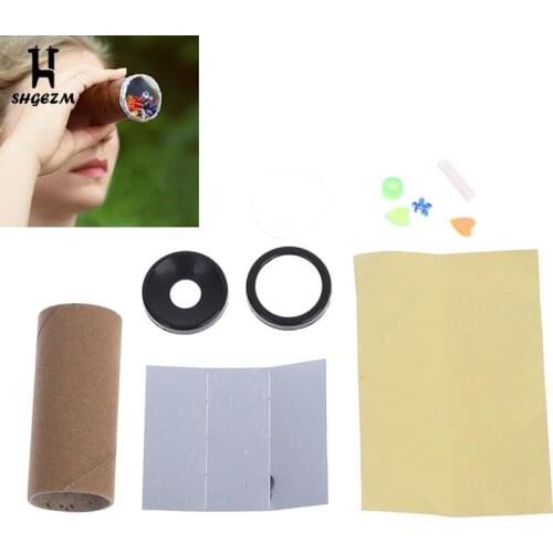 2Set DIY Colored Rotating Kaleidoscope Kits Craft Kid Brain Hands-Eyes Training Science Experiment Educational Childrens Toys