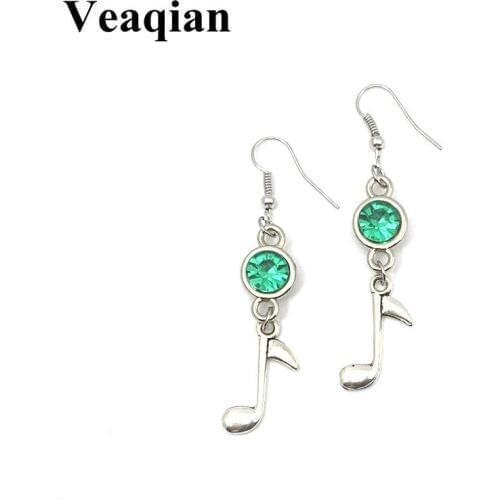 2019 / fashion music symbol birth stone earrings, handmade DIY earrings. Womens fashion earrings, music earrings