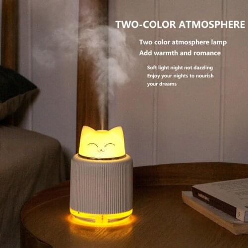 300ML USB Portable Air Humidifier Ultrasonic Aroma Oil Essential Diffuser LED Light Cute Cat Bear Mist Maker Home Car Fogger