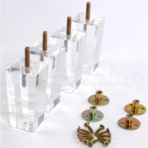4Pcs Acrylic Furniture DIY Legs Clear Glass 10/12/15CM For Bookcase Sofa Couch Coffee Table Cabinet TV Stand Feet