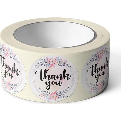 Thank You Stickers Seal Labels Floral Stickers For Craft Project Small Business Label For Packages Stationery Sticker 100-500pcs
