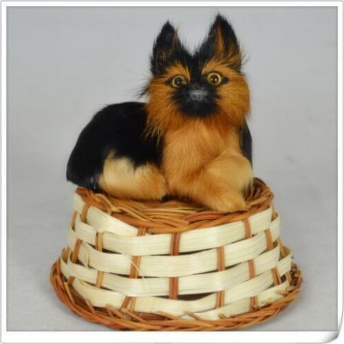 8x7cm German shepherd model toy,polyethylene & furs resin handicraft,props,decoration gift d0160