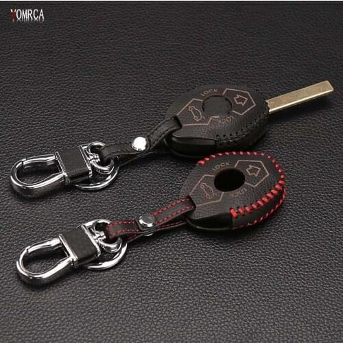 High quality leather key case for BMW X3 X5 Z3 Z4 3 5 7 Series E38 E39 E46 E83 M5 325i key protection shell dust collector