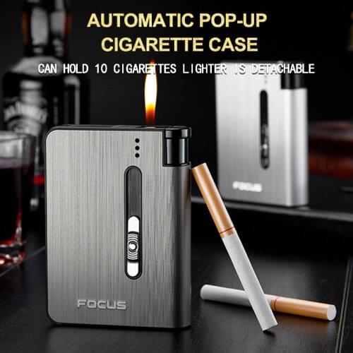 Portable Automatic Cigarette Case Metal Cigarette Boxes 10PCS Cigarette Holder Case Not Lighter Gadget For Men Christmas Gifts