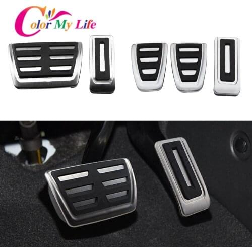 Color My Life Stainless Steel RHD Car Pedals Kit for Volkswagen VW Multivan T5 T6 Caravelle T6 Gas Brake Pedal Protection Cover