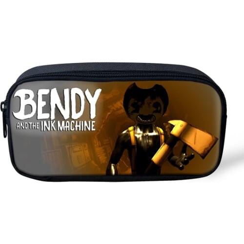 HALYUNASC Childrens Pencil Case Bendy-Ink-Machine-Game Pattern Kids Pen Bags Cartoon Design Boys Girls School Supplies Mochila
