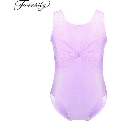 Kids Ballet Leotard Sleeveless Dance Wear Front With Criss Cross Mesh Gymnastics Leotard For Girls Ballerina Stage Performance