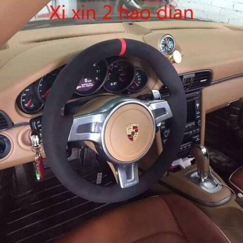 For Porsche Cayenne 911 panamera Cayman 718 DIY Customized suede leather special all-inclusive car steering wheel cover