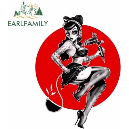 EARLFAMILY 13cm x 10.2cm Pin Up Girls Locker Toolbox Stickers Laptop Car Truck Bike Tattoo Gun Car Stickers