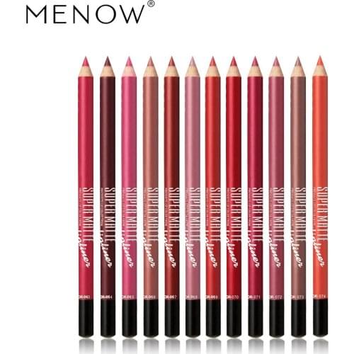 Menow 12-Color Matte Lip Pencil P102 Waterproof Beauty Lip Guard Lip Liner 12 Lip Stick Lip Liner Makeup Cosmetic Gift for Girl