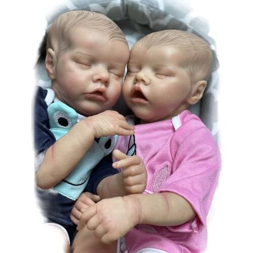 Reborn Doll Bebe Twins Sister Sleeping Baby Girl Closed Eyes Renascida Boneca Gêmeos Irmã Adormecida Menina Fechados Olhos