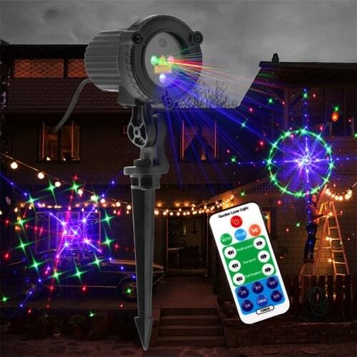 24 Patterns Red Green Blue Outdoor Motion Static Laser Projector Garden Holiday Christmas Tree House Wall Waterproof Decoe Light