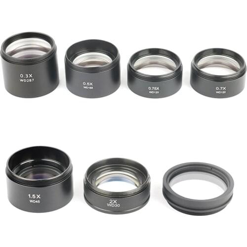 0.3X/0.5X/0.7X/0.75X/1X/1.5X/2X Microscope Auxiliary Objective Lens Barlow Lens 1-7/8" 48mm Thread For Trinocular Binocular