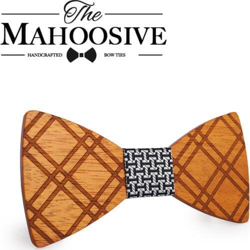 Mahoosive Real Soild Wood Bow Tie For Men Marry Groomsmen Wedding Party Butterfly Cravats Man Accessory bowties
