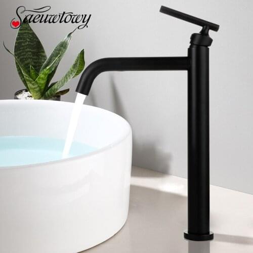 Matte Black Basin Sink Faucet Single Handle Deck Mount Hot Cold Water Mixer Tap Bathroom Faucet Washbasin Europe Taps Crane
