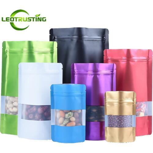 Stand up Matte Color Foil Window Zip Lock Resealable Bag Wedding Party X-mas Gifts Beads Cereals Cosmetics Heat Sealing Pouches