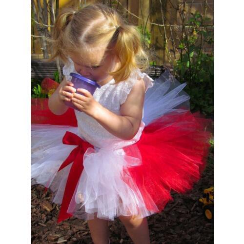 Cute Baby Tutu Skirts Girls Fluffy Ballet Tutu Dance Pettiskirt with Red Ribbon Bow Children Summer Tulle Tutu Skirt Party Cloth