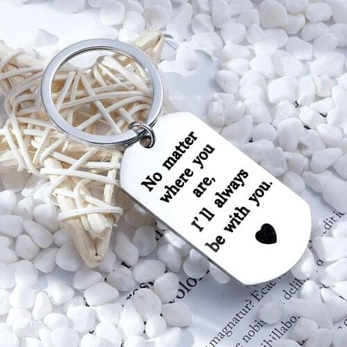 2021 couple stainless steel keychain lettering military card Valentines Day gift No Matter Where you are genshin impact anime