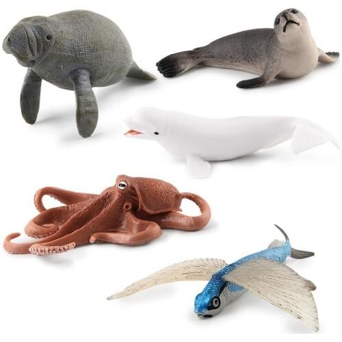 Sea Marine Animals Shark Turtle Hippocampus Octopus Squid Model Action Figure Figurines Ocean Life Kids Education Toy