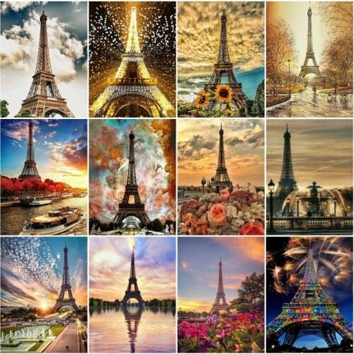 Full Square Drill 5D Diy Diamond Painting Cross Stitch Landscape Diamond Embroidery Paris Picture Of Rhinestone Kits Wall Decor