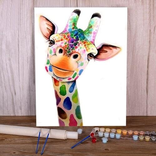 Animal Giraffe Paint By Numbers Complete Kit Oil Paints 40*50 Canvas Pictures Wall Decoration For Handiwork