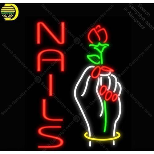 Neon Sign for Nails with Hand Neon Light Neon Bulb sign Beer Bar club Game room handcraft glass tube light Decor lamps for sale