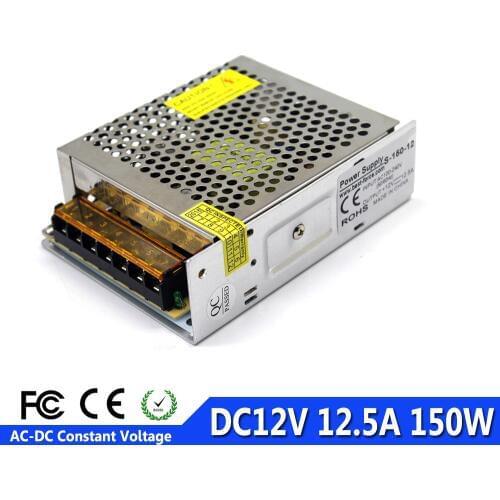 Single Output DC 12V 12.5A 150W Led Power Supply Source Adapter AC100-240V to DC12V SMPS for Strip Modules Light Lamp CNC CCTV