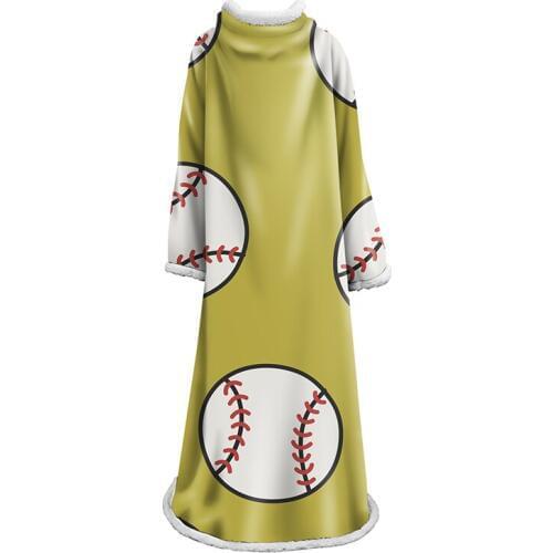 DropShipping 3D Printed Baseball Blanket With Sleeves For Adults Sherpa Fleece Sofa Lazy Blanket Outdoor Plush Coral Manta